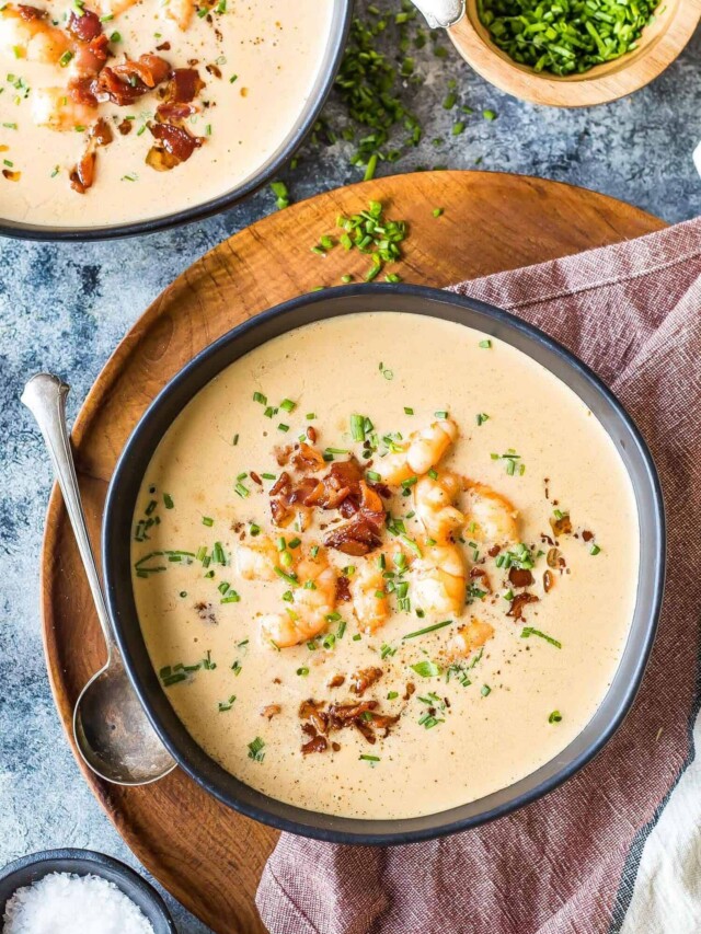 cropped Keto Bacon and Shrimp Chowder