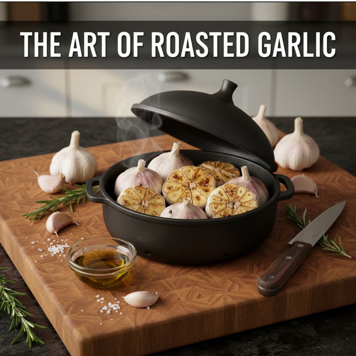 cast iron garlic roasting banner