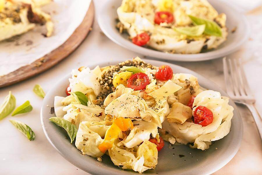 Mediterranean Style Roasted Cabbage Steaks 1 f41246fde6c3c3caa677c500cd747109